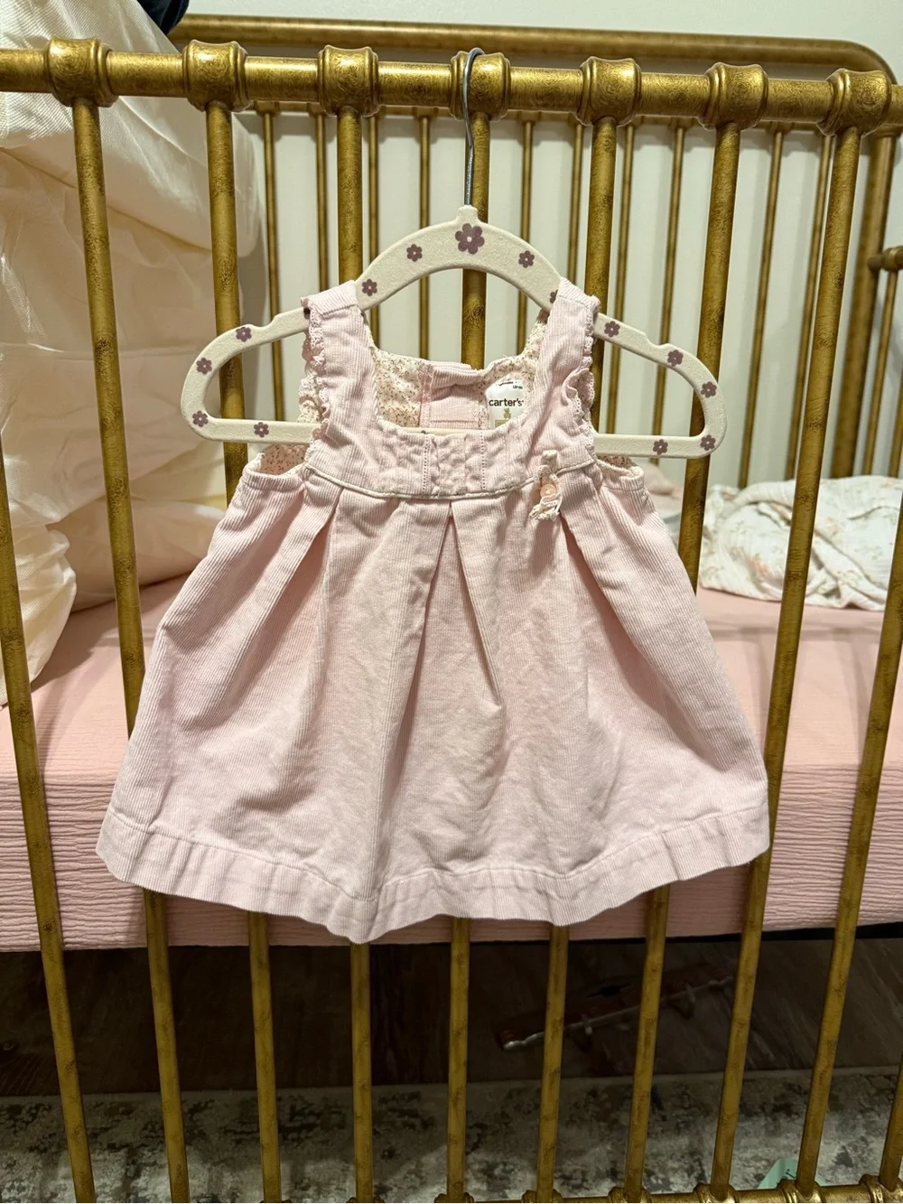 Vintage Carter's Light Pink Sleeveless Pleated Baby Dress